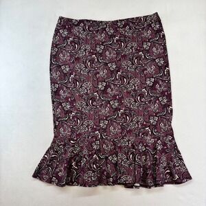 Cato Women's Size L‎ Purple Paisley Print Flared Hem Knee Length Skirt